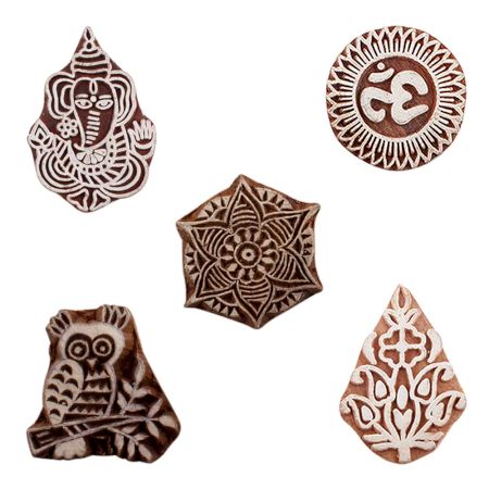 Set of 5 Piece New Mix Wooden Printing Blocks